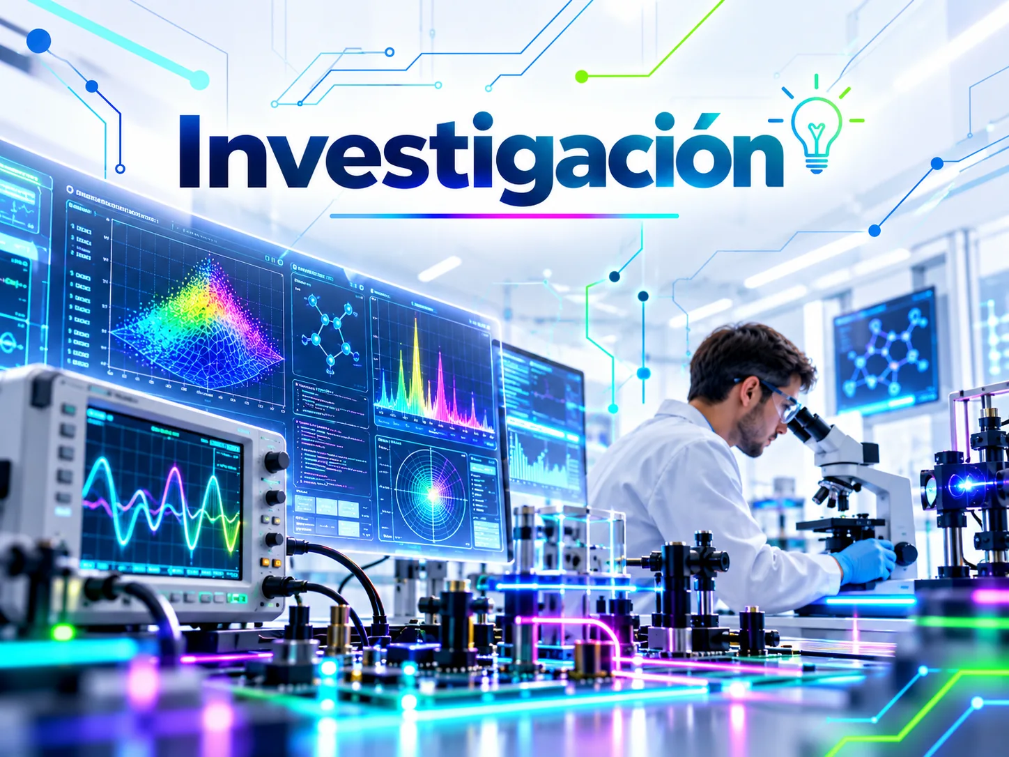 Ilustración conceptual futurista para investigacion (no es fotografía documental)